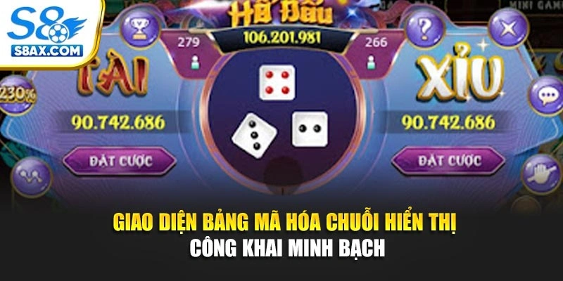 Giao diện bảng mã hóa chuỗi hiển thị công khai minh bạch